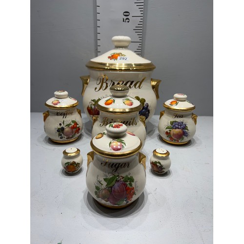 292 - Large quantity Victorian design bread crock tea / coffee / sugar etc