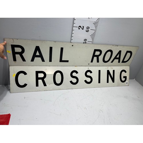 296 - Rail road crossing metal sign