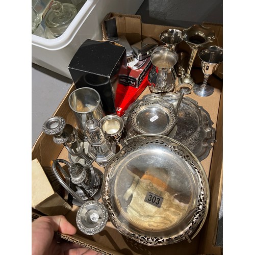 303 - Box silver plate items