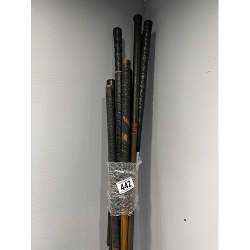 442 - Quantity wooden shaft + metal shaft golf clubs