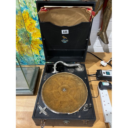 446 - Early 20thC Tyrela gramophone with records