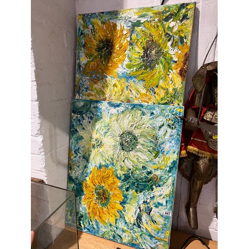 447 - 2 oil on canvas Sunflower pictures