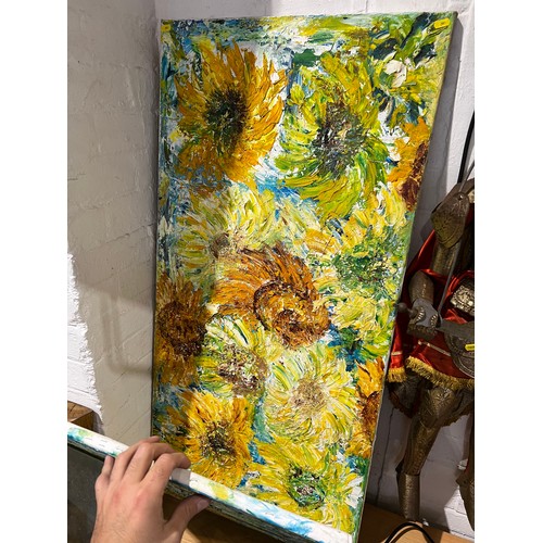 447 - 2 oil on canvas Sunflower pictures