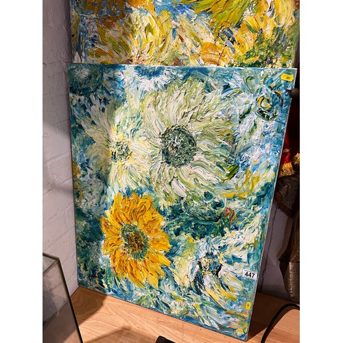 447 - 2 oil on canvas Sunflower pictures