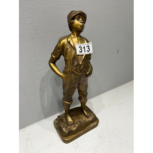 313 - Bronze whistling boy figure