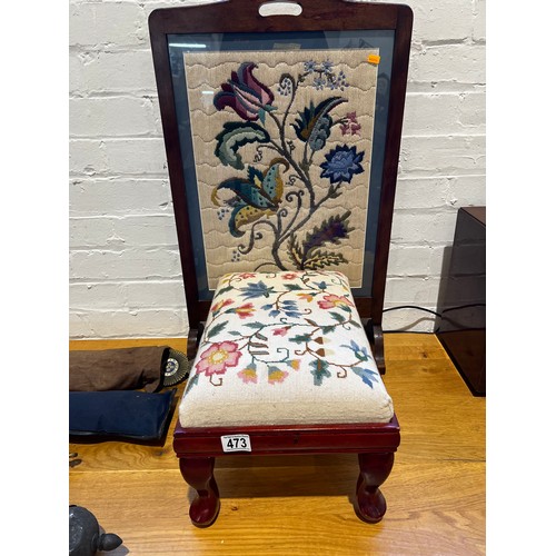 473 - Tapestry fire screen + Tapestry foot stool