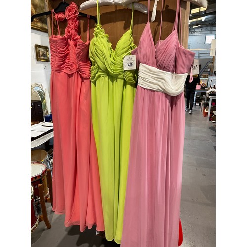 479 - 3 Prom dresses. New with price tags on