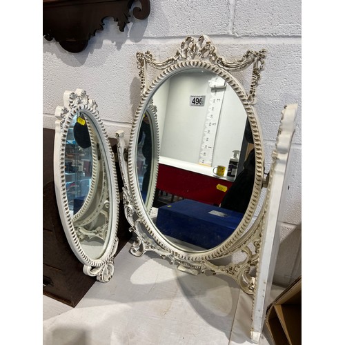 496 - White painted French style dressing mirror