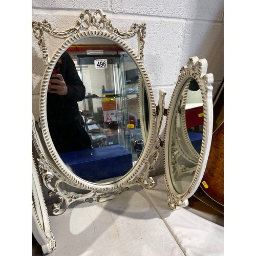 496 - White painted French style dressing mirror