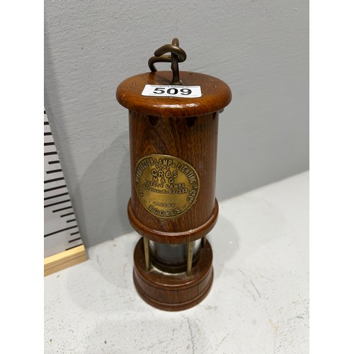 509 - Eccles wooden miners lamp