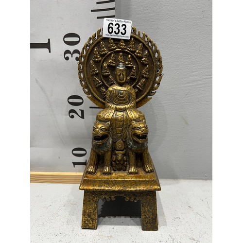 633 - Gilt bronze God + Lions