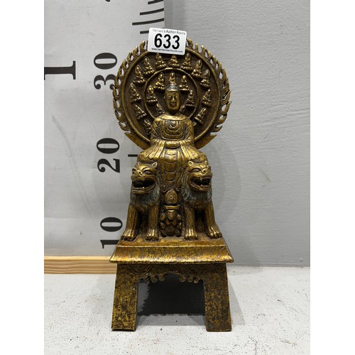 633 - Gilt bronze God + Lions