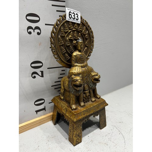 633 - Gilt bronze God + Lions