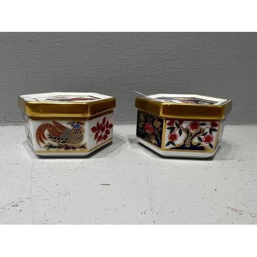 638 - 2 Royal Crown Derby lidded trinket boxes