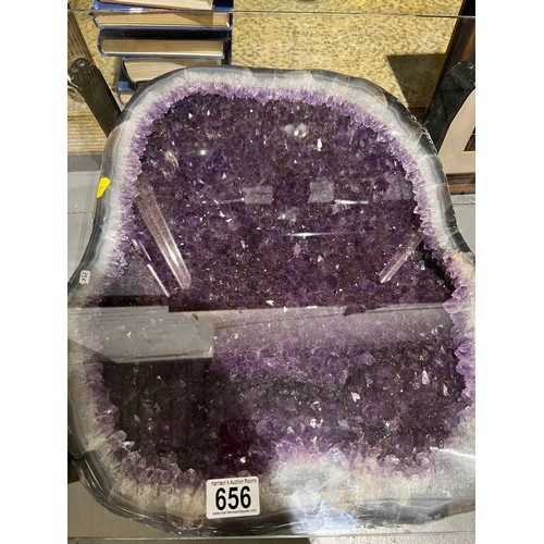 656 - Amethyst table with glass top imported from Brazil. 39kg