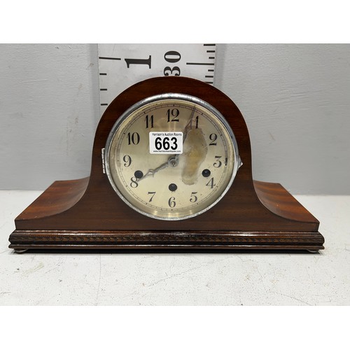 663 - Napoleon oak mantle clock