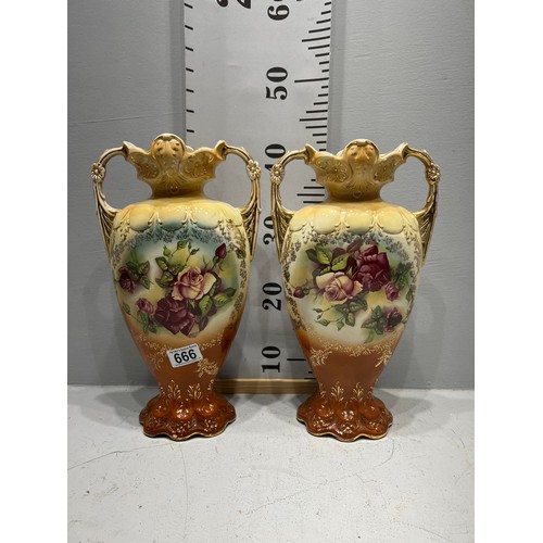 666 - Pair Victorian tall vases