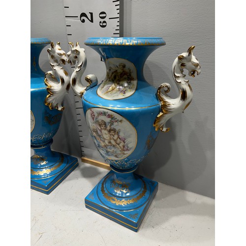 667 - Pair of Victorian design blue Sevres vases