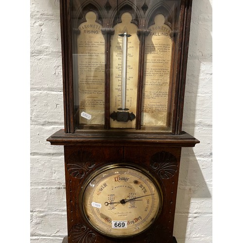 669 - Superb Victorian Oak cased Barometer