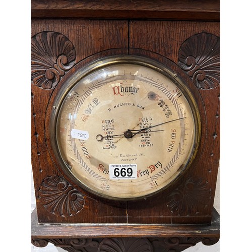 669 - Superb Victorian Oak cased Barometer