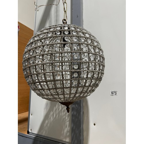 673 - French Crystal ball ceiling light