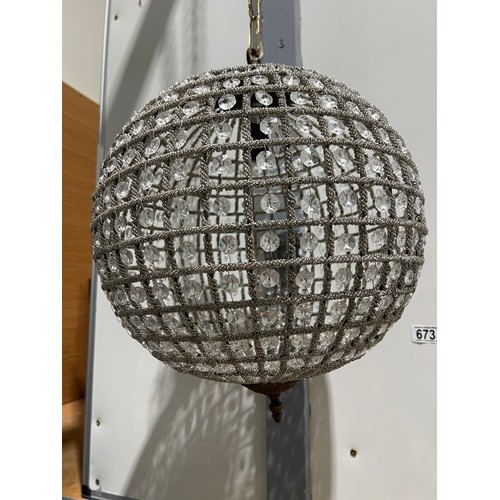 673 - French Crystal ball ceiling light