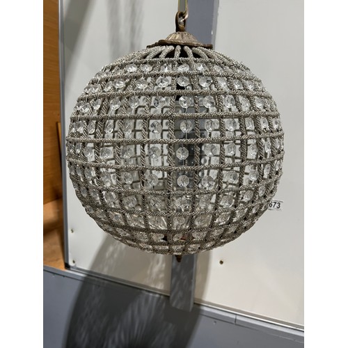 673 - French Crystal ball ceiling light