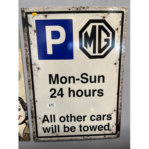 675 - Metal MG sign 'Parking'