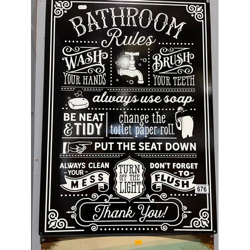 676 - Metal advertising sign 'Bathroom Rules'