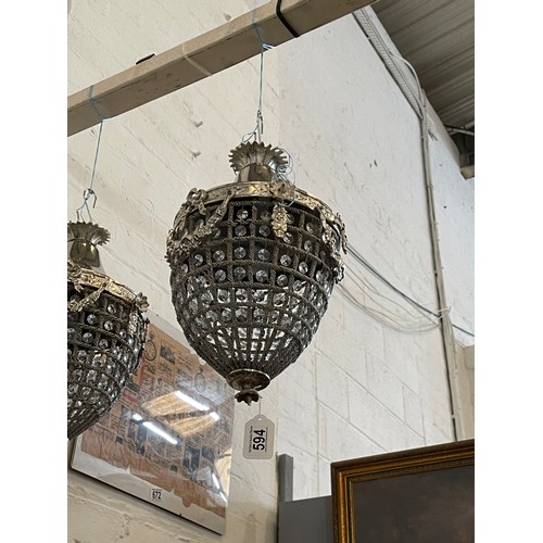 594 - Pair of french silver plated Acorn chandeliers