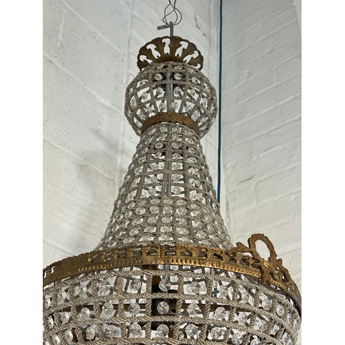 595 - Large french ornate glass chandelier