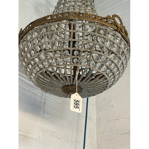 595 - Large french ornate glass chandelier