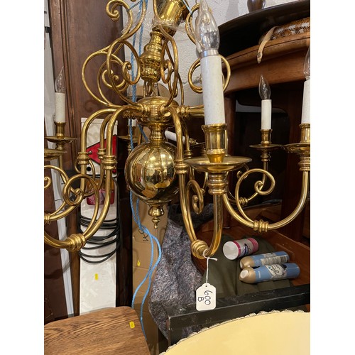 600B - impressive Large brass 8 branch chandelier