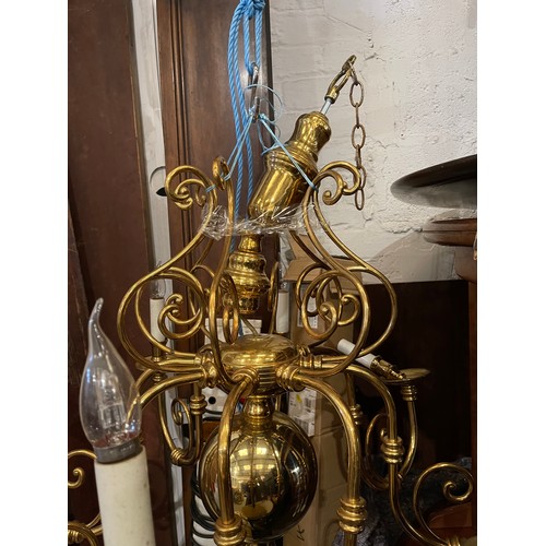 600B - impressive Large brass 8 branch chandelier