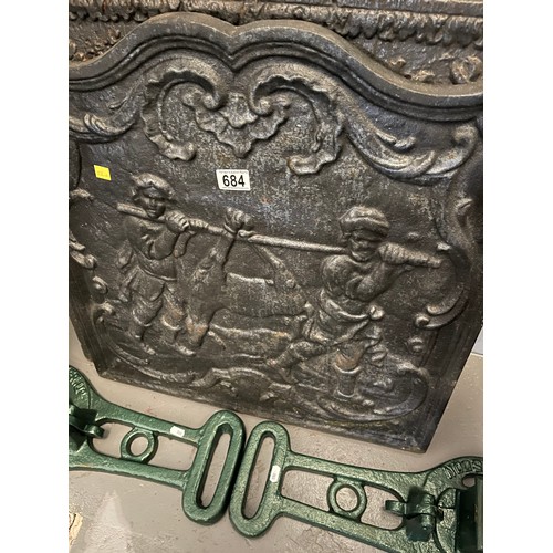 684 - Heavy french Victorian cast fire plaques