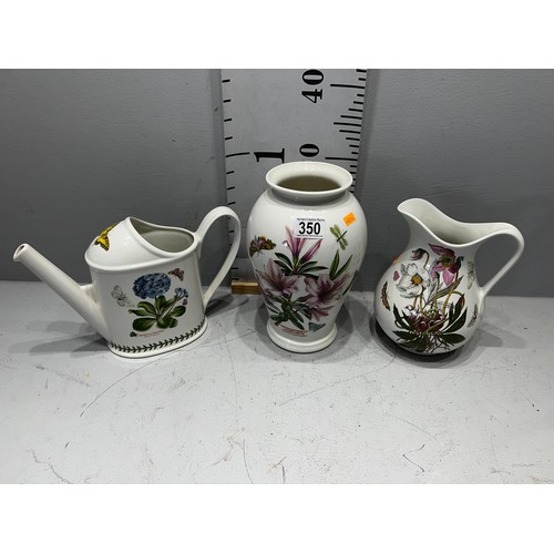 350 - 3 pieces Portmeirion pottery vase, jug, watering can