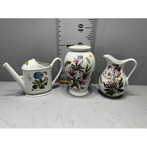 350 - 3 pieces Portmeirion pottery vase, jug, watering can