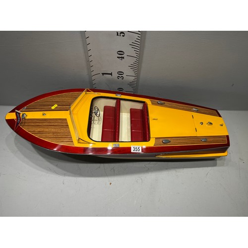 355 - Chris Craft 'Capri'model boat. Approx 3ft Long x 12