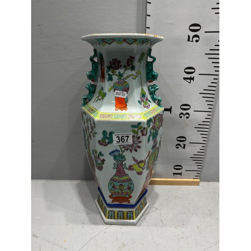 367 - Large Hexagon porcelain Chinese vase