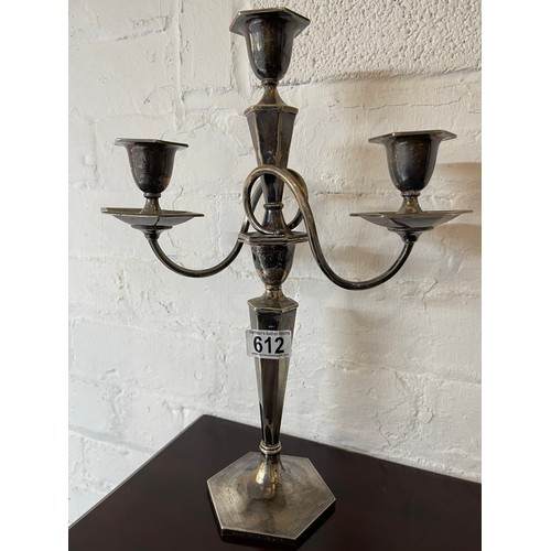 612 - Solid silver 3 branch candelabra that converts to 1( please see pictures )