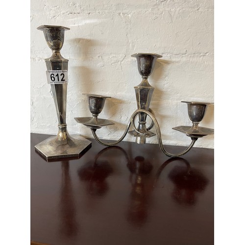 612 - Solid silver 3 branch candelabra that converts to 1( please see pictures )