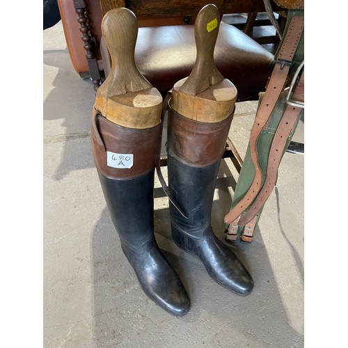 Pair of vintage leather boots by Appointment to the late King George V ...