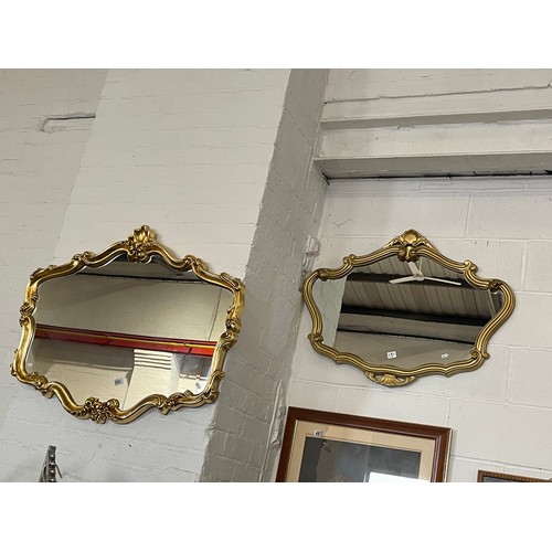 680 - 2 decorative gilt framed mirrors. 1 large + 1 small