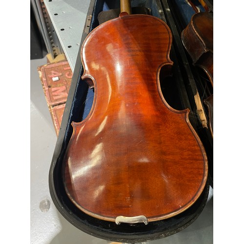 426 - 2 vintage violins + bow + case