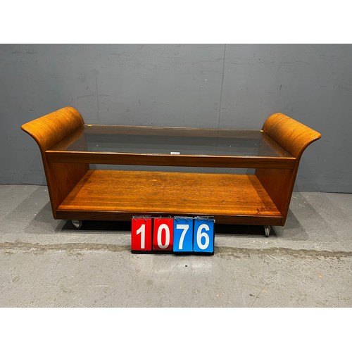 1076 - G-plan tulip mid century glass top coffee table