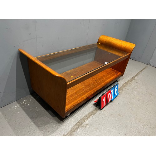 1076 - G-plan tulip mid century glass top coffee table