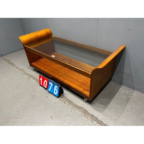 1076 - G-plan tulip mid century glass top coffee table
