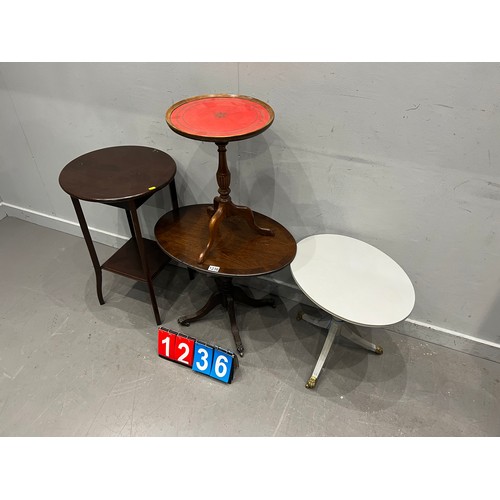 1236 - Dealers delight! 3 vintage side tables + leather top side table