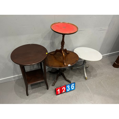 1236 - Dealers delight! 3 vintage side tables + leather top side table