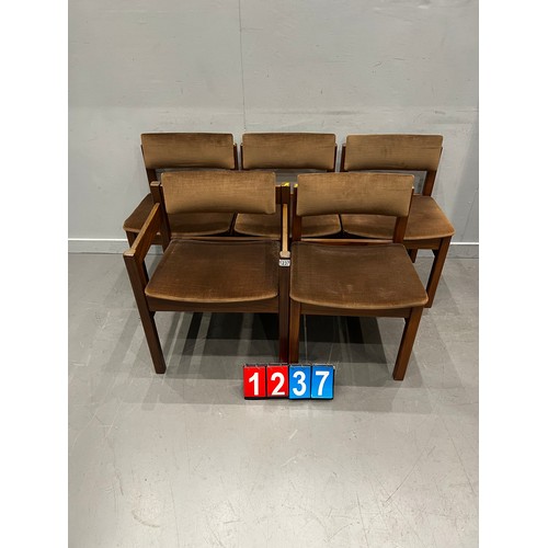 1237 - 5 Mid century arm chairs good quality Danish?